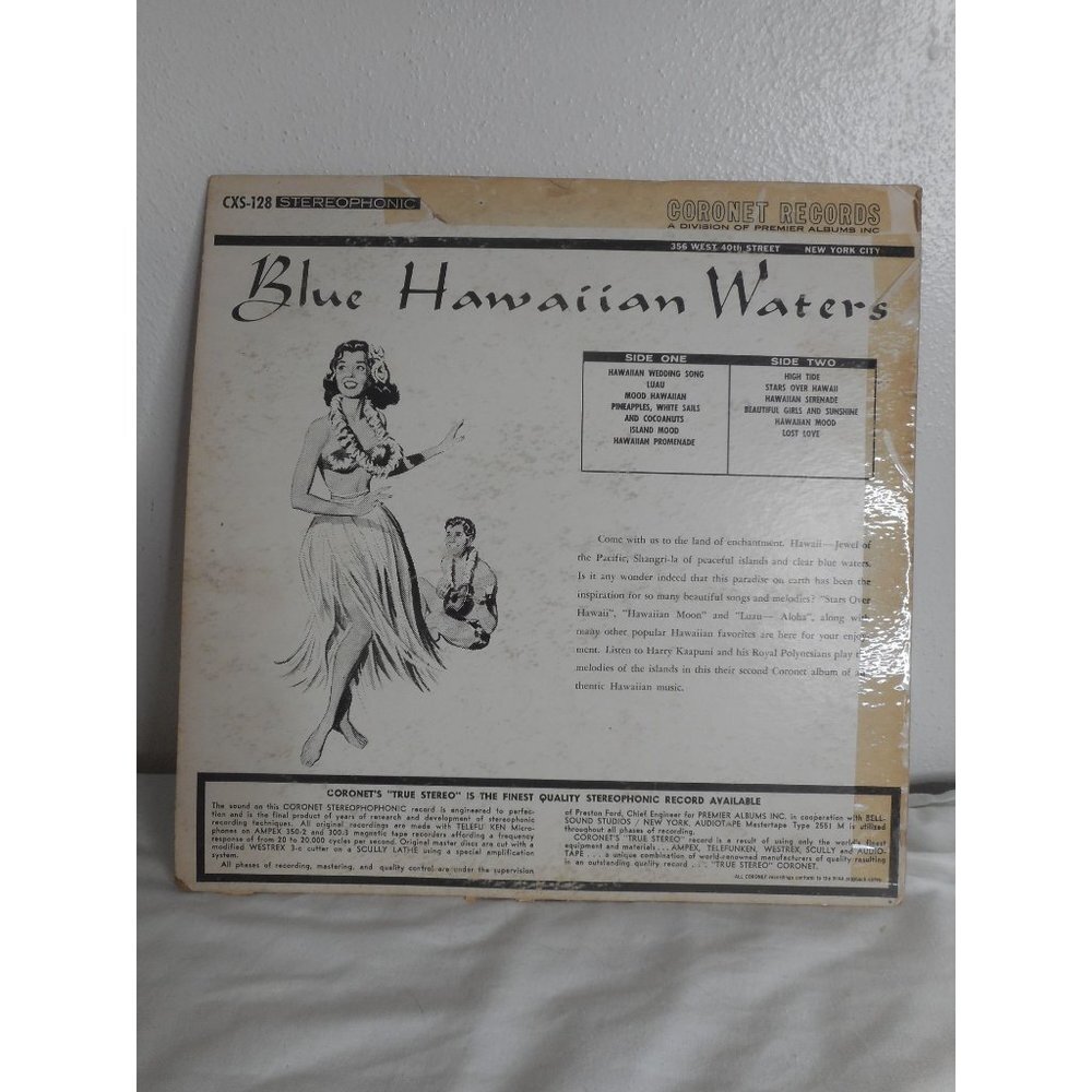 Blue Hawaiian Waters Harry Kaapuni and His Royal Polynesians LP Vinyl Record - Picture 3 of 7